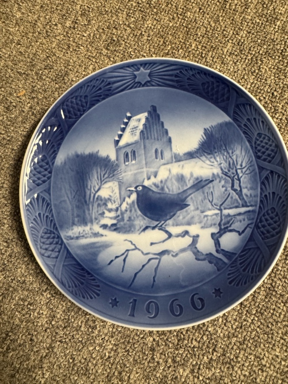 Royal Copenhagen Lange Blue and White 1966 Decorative Collectible Plate